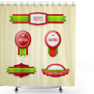 Personality  Christmas Labels Set Shower Curtains