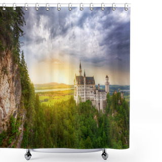 Personality  Neuschwanstein Castle In The Bavarian Alps At Sunset Shower Curtains