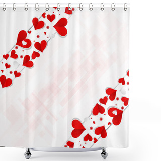 Personality  Love Diagonal Background With Hearts Valentine Day Card Shower Curtains