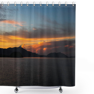 Personality  Tranquil Sunset Seascape Under Colorful Sky Shower Curtains