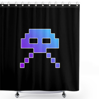 Personality  Alien Ufo Pixelated Game Shape Blue Gradient Vector Icon Shower Curtains