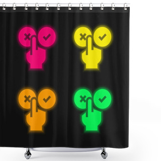 Personality  Bad Review Four Color Glowing Neon Vector Icon Shower Curtains