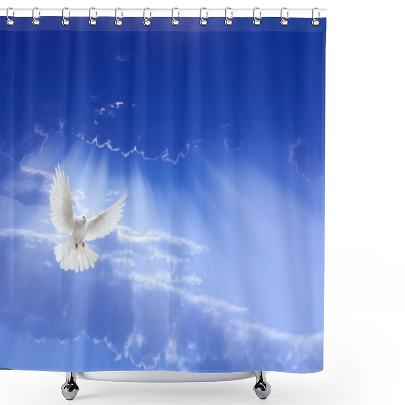 Personality  White dove flying in the sky shower curtains