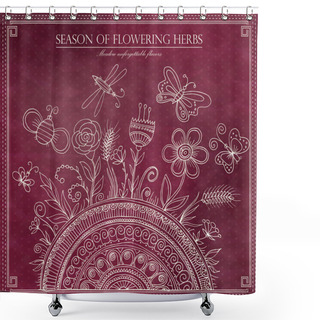 Personality  Vintage Floral Illustration Design Shower Curtains