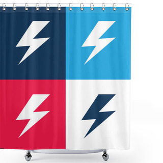 Personality  Bolt Blue And Red Four Color Minimal Icon Set Shower Curtains