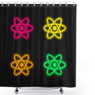 Personality  Atom Symbol Four Color Glowing Neon Vector Icon Shower Curtains