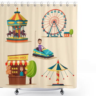 Personality  Amusement Park Theme. Cartoon Vector Illustration Shower Curtains