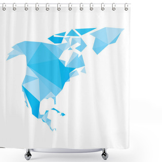 Personality  Blue Polygonal North America Map Shower Curtains
