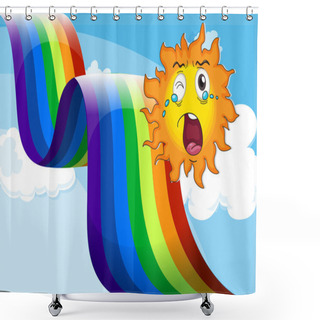 Personality  A Crying Sun Near The Rainbow Shower Curtains