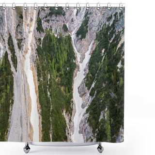 Personality  Aerial View Of The Mudflow With Snow High In The Alpine Mountains. Shower Curtains