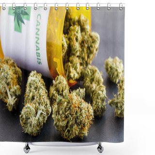Personality  Medical Marijuana Buds On Black Background Shower Curtains