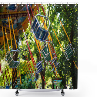 Personality  Swing Seat Carousel At Amusement Ride Shower Curtains