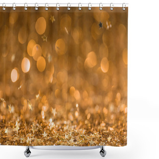 Personality  Christmas Background With Falling Golden Shiny Confetti Stars  Shower Curtains