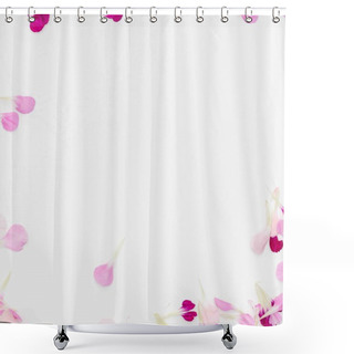 Personality  White Space With Flower Petal Border Shower Curtains