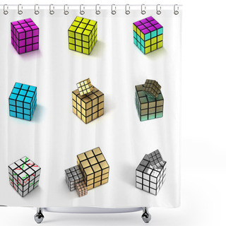 Personality  9 Types Of The Toy Cubes Shower Curtains