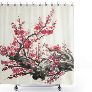 Personality  Flowering Branch Of Plum Shower Curtains