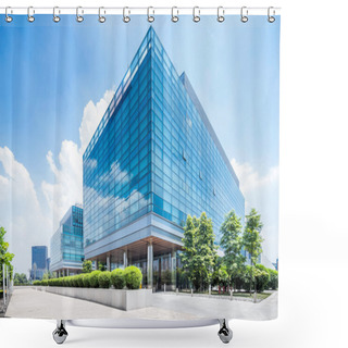 Personality  Empty Road At Building Exterior Shower Curtains