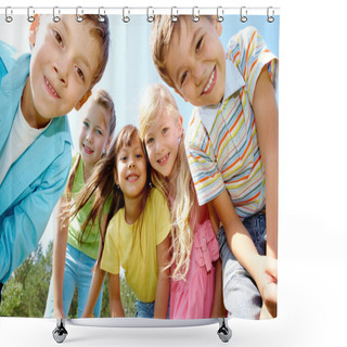 Personality  Five Happy Kids Shower Curtains