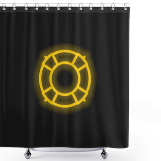 Personality  Big Lifesaver Yellow Glowing Neon Icon Shower Curtains
