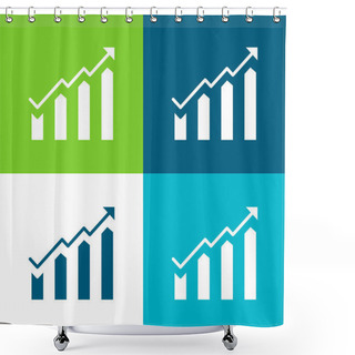 Personality  Bar Chart Flat Four Color Minimal Icon Set Shower Curtains