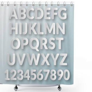 Personality  Floating Paper Letters And Numbers Of The Alphabet On A Light Blue Background Shower Curtains