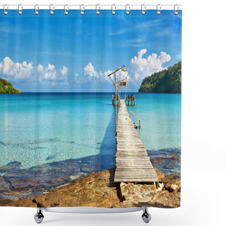 Personality  Old Wooden Pier In The Sea Shower Curtains