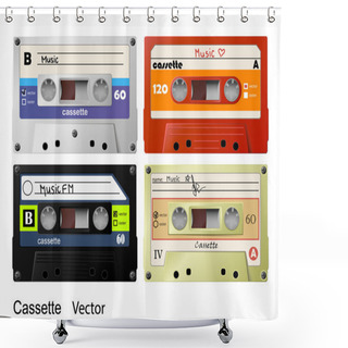 Personality  Cassette Vector Music Retro Shower Curtains