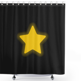 Personality  Black Star Silhouette Yellow Glowing Neon Icon Shower Curtains