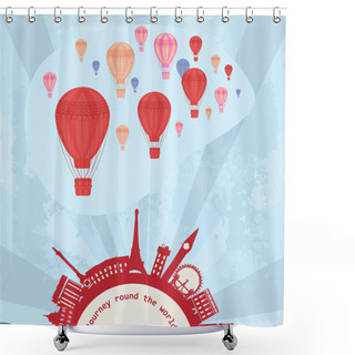 Personality  Journey Round The World Background Shower Curtains