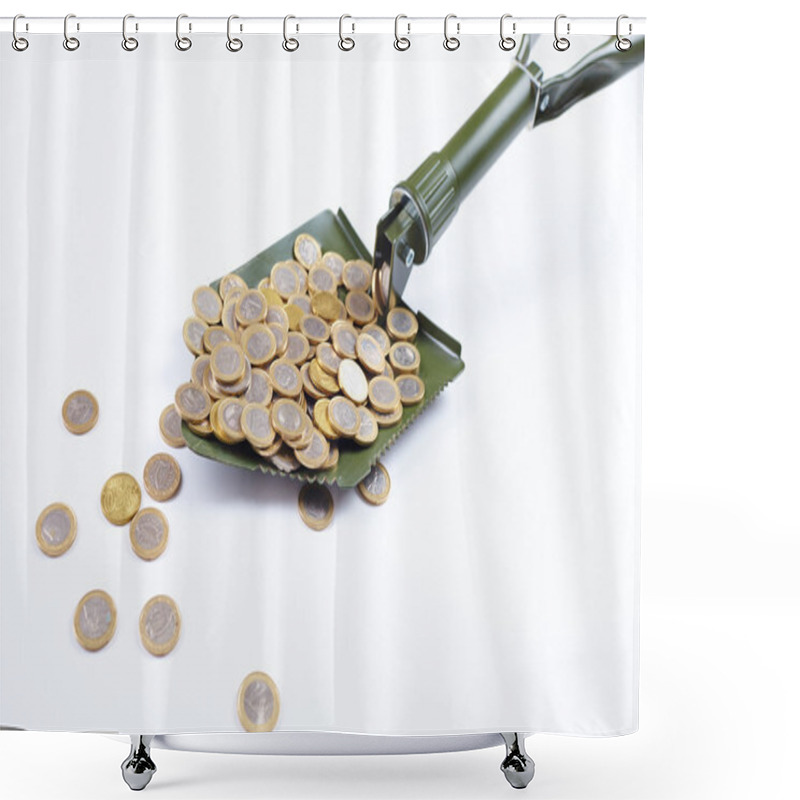 Personality  Shovel With Money On White Shower Curtains