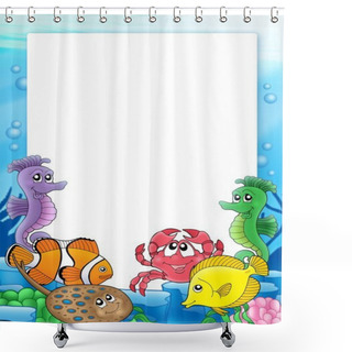 Personality  Frame With Tropical Fishes 2 Shower Curtains