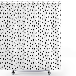 Personality  Seamless Abstract Wallpaper Illustration Of Black Sesame Seeds In Repeating Pattern On White Background Shower Curtains