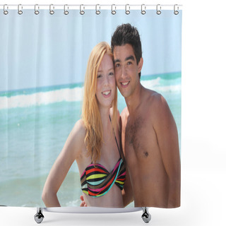 Personality  Teens At The Beach Shower Curtains