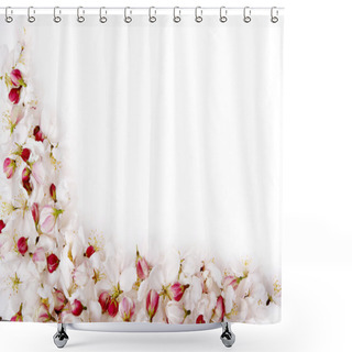 Personality  Isolated Cherry Blossom Border Shower Curtains