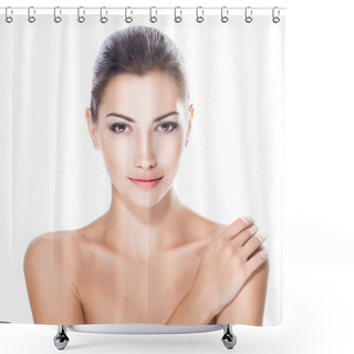 Personality  Beautiful Young Woman With Healthy Face Shower Curtains