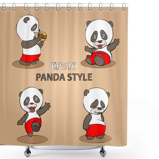 Personality  Panda On A Gray Background. Concept. Shower Curtains