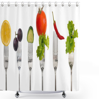 Personality  Fruits And Vegetables On The Forks Shower Curtains