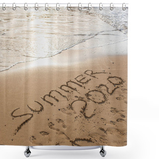 Personality  Beach With Summer 2020 Lettering On Sand Near Sea  Shower Curtains