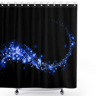 Personality  Blue Glittering And Bokeh Star Magic Dust On Background.Particles For Your Product. Shower Curtains