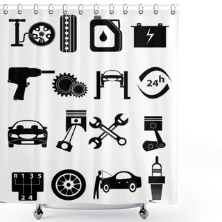 Personality  Auto Repairs Icons Shower Curtains