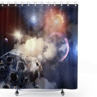 Personality  Image Of Planets In Space Shower Curtains