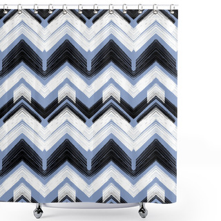 Personality  Multicolor Hand Drawn Pattern Zigzag Shower Curtains
