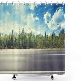 Personality  Asphalt Road And Forest Shower Curtains