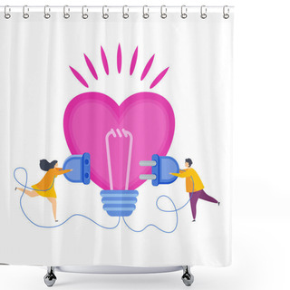 Personality  Love Energy. A Man And A Woman Are Connected To A Light Source. Shower Curtains