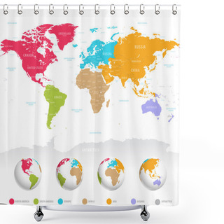 Personality  Colorful Vector World Map Shower Curtains