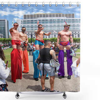 Personality  San Francisco, CA - June 29, 2019: Unidentified Participants Celebrates At The Annual San Francisco Gay Pride Festival, At Civic Center In Downtown San Francisco. Theme Generations Of Resistance. Shower Curtains