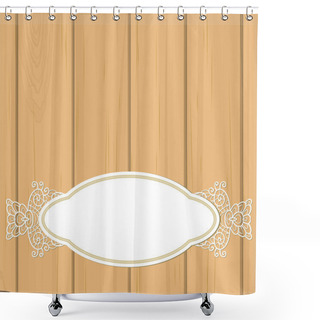 Personality  Retro Label Over Pale Orange Wood With Lace Shower Curtains
