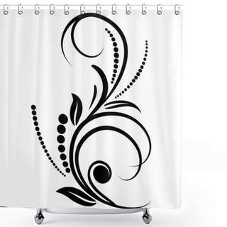 Personality  Swirl Floral Black Colored Shower Curtains