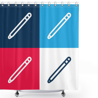 Personality  Apple Pencil Blue And Red Four Color Minimal Icon Set Shower Curtains