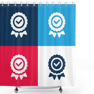 Personality  Badge Blue And Red Four Color Minimal Icon Set Shower Curtains